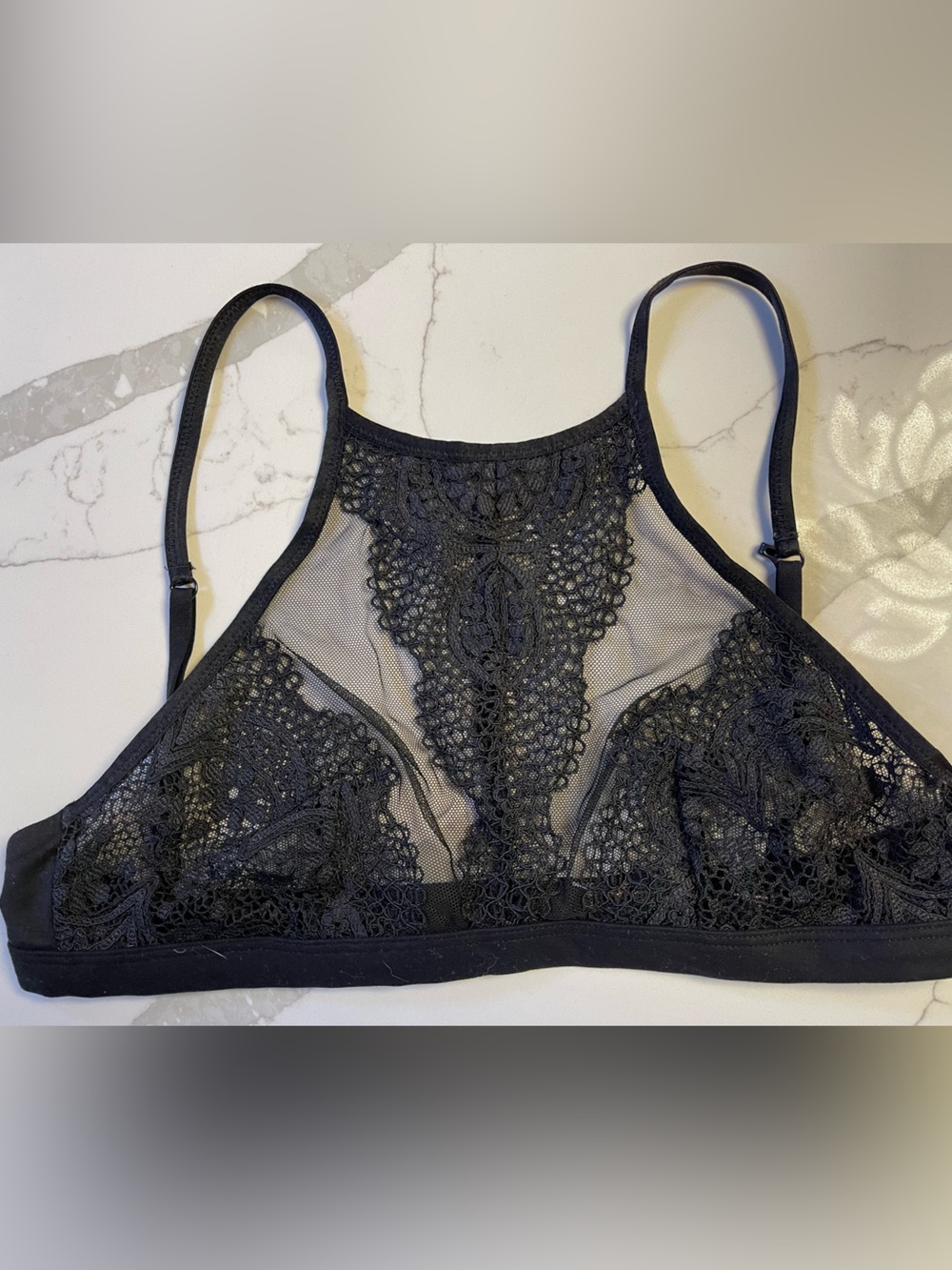 Victoria's Secret Black Lace High-Neck Bralette Size S
